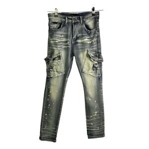 WAIMEA Boys distressed blue cargo Jeans Pants - Size 14